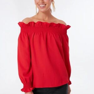 Tuckernuck Red Off the Shoulder Marguerite Top